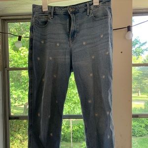 Hollister daisy embroidery mom jeans